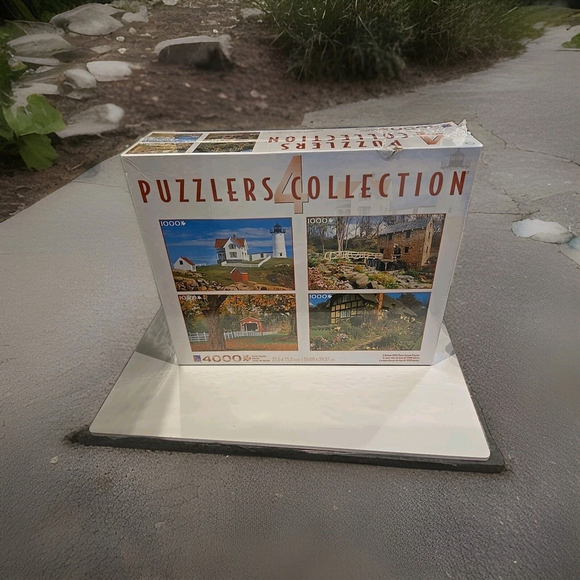 Set of 4 Puzzles 1,000 Pieces Ea. Scenic Houses, New-Sealed 23.5"x15.5"(shelf) - Picture 1 of 4
